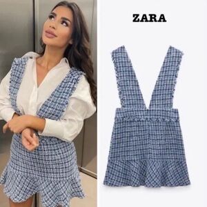 Zara Blue and White Tweet Mini Dress . Size M . Style 2592/101/330
